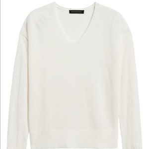 Banana Republic Relaxed Linen-Blend Sweater WHITE